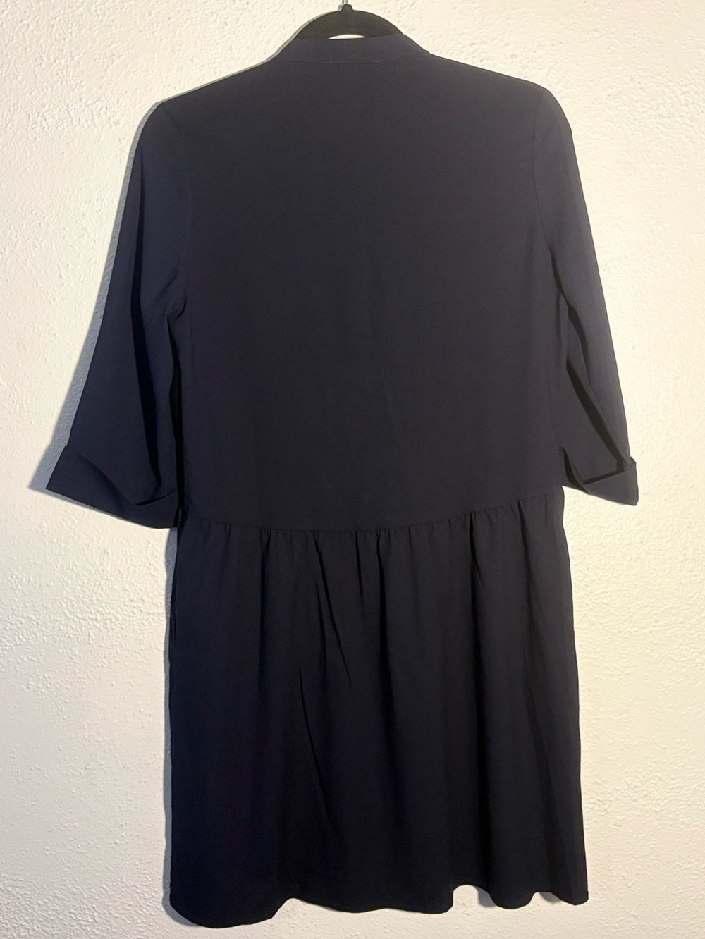 Tuckernuck Navy Blue Stretch Crepe Royal Shirt Dress Mini Half Sleeve Size XXS - Picture 3 of 5